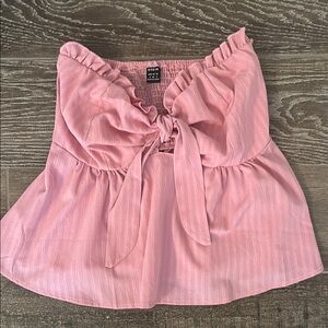 Pink Tie Front Ruffled Skirt for Casual Resort Wear